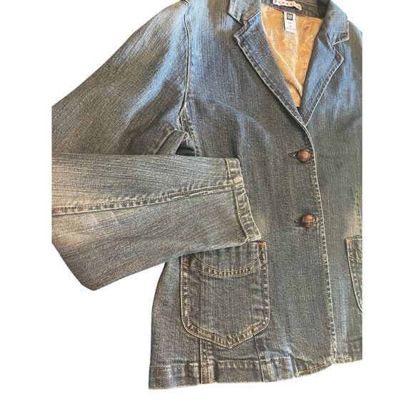 Vintage GAP Y2K Jean Jacket Size 14 Stretch Denim Classic Preppy Coastal Grandma - Picture 12 of 15